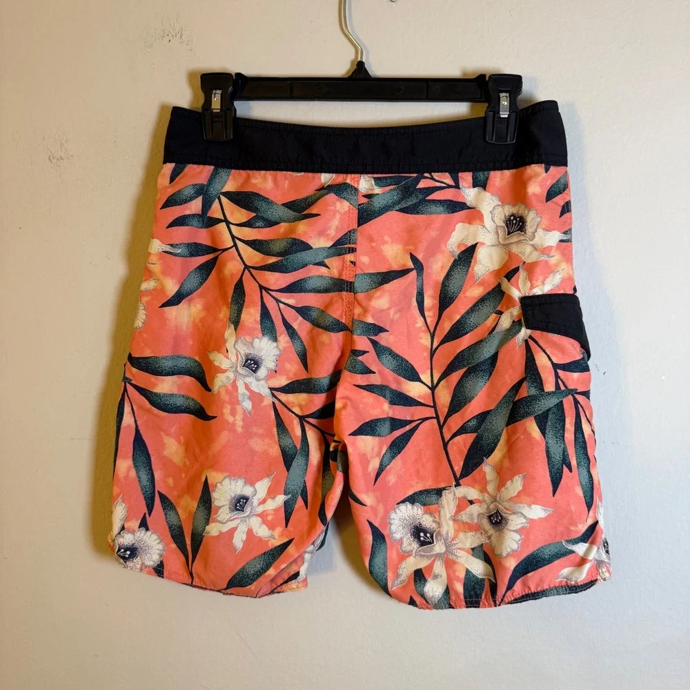 Volcom Mod-Tech Mens 29 Board Shorts‎ Coral Tropical Floral Swim Trunks Surf